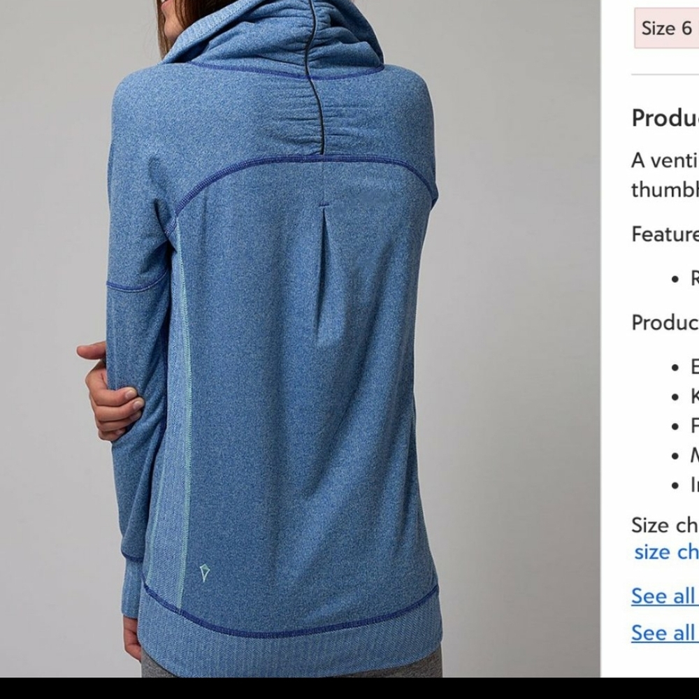 Ivivva Blue Heather Hooded Jacket with Mint Accents